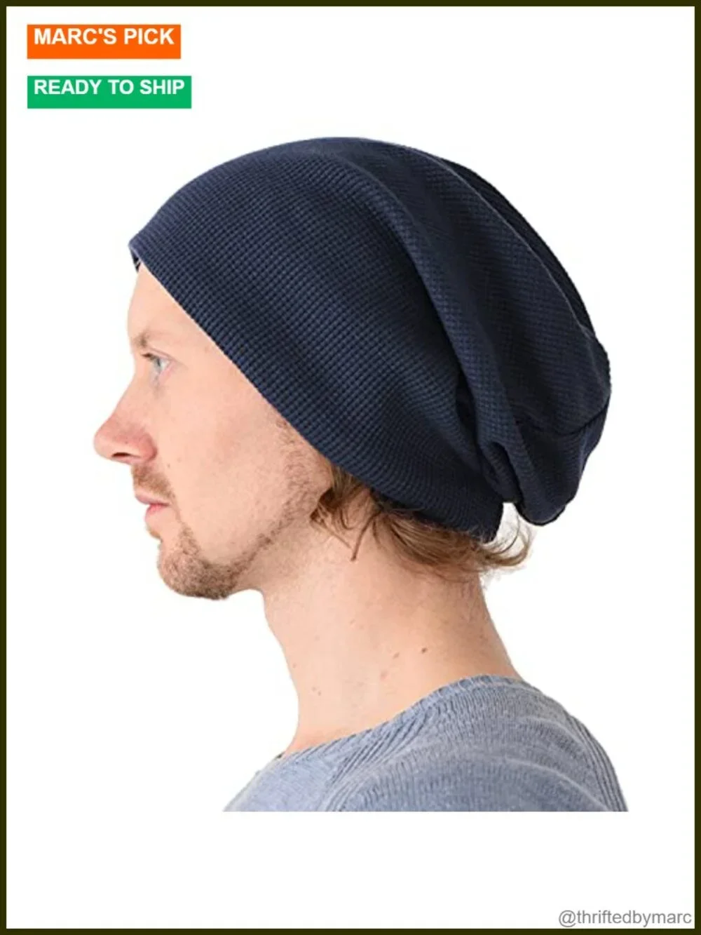 Oversized Slouchy Cotton Beanie - Reversible, Stretchy Fit Hat